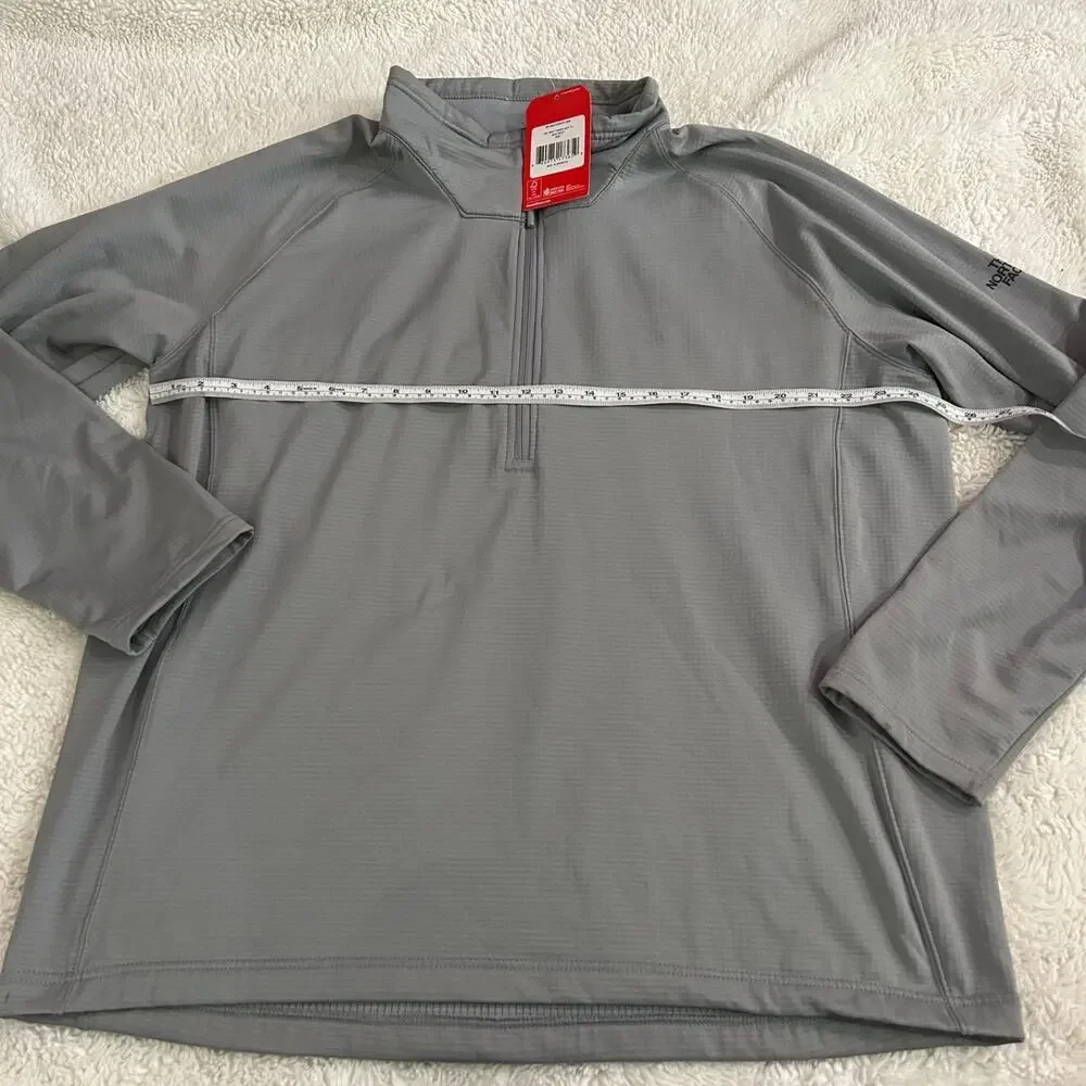 NWT North Face Sweater Mens 2XL Gray Tech 1/4 Zip Fleece Pullover Outdoors Hikin